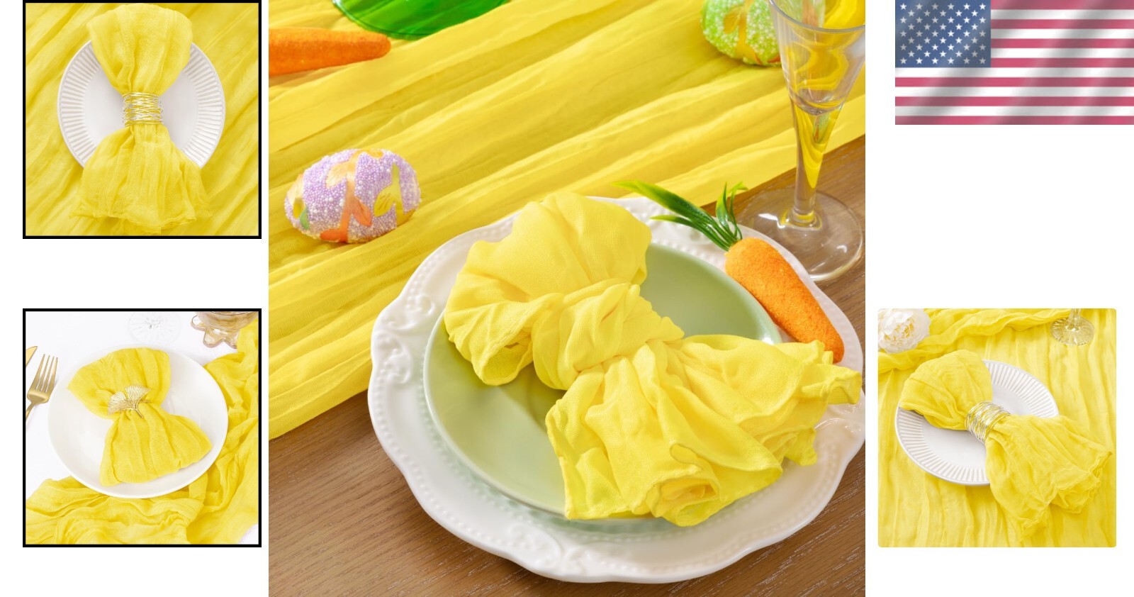 Premium 50-Piece Lemon Yellow Cheesecloth Napkin Set - 21'' for Any Celebration