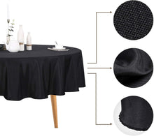Load image into Gallery viewer, Versatile 132" Diameter Black Round Tablecloths - Events &amp; Daily Use 2 Pack