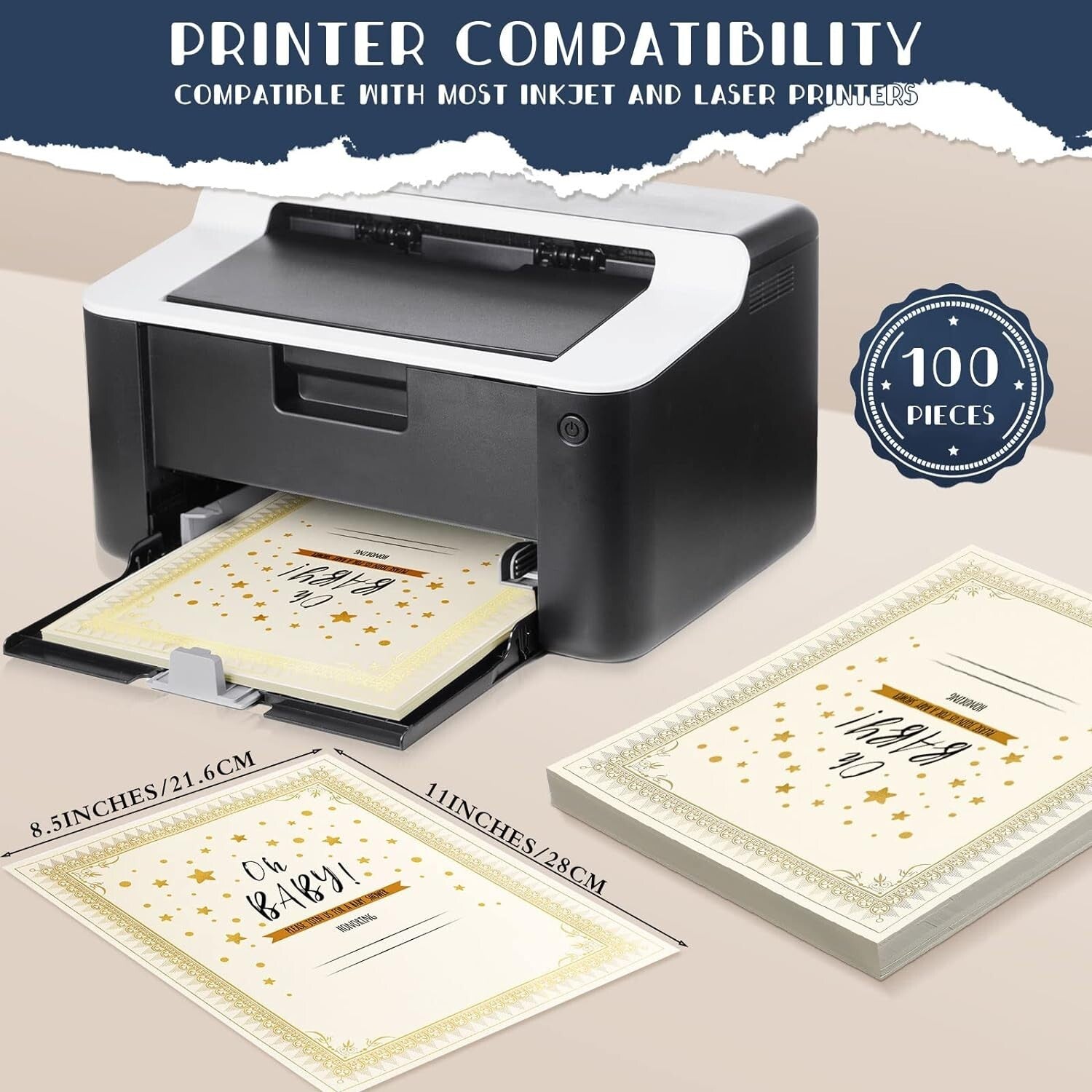 Professional Certificate Paper Kit - 100 Navy Blue Holders & Seals Included