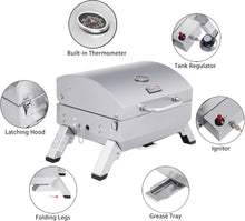Load image into Gallery viewer, 10000 BTU Stainless Steel Portable Grill - Ideal for Camping &amp; Tailgating