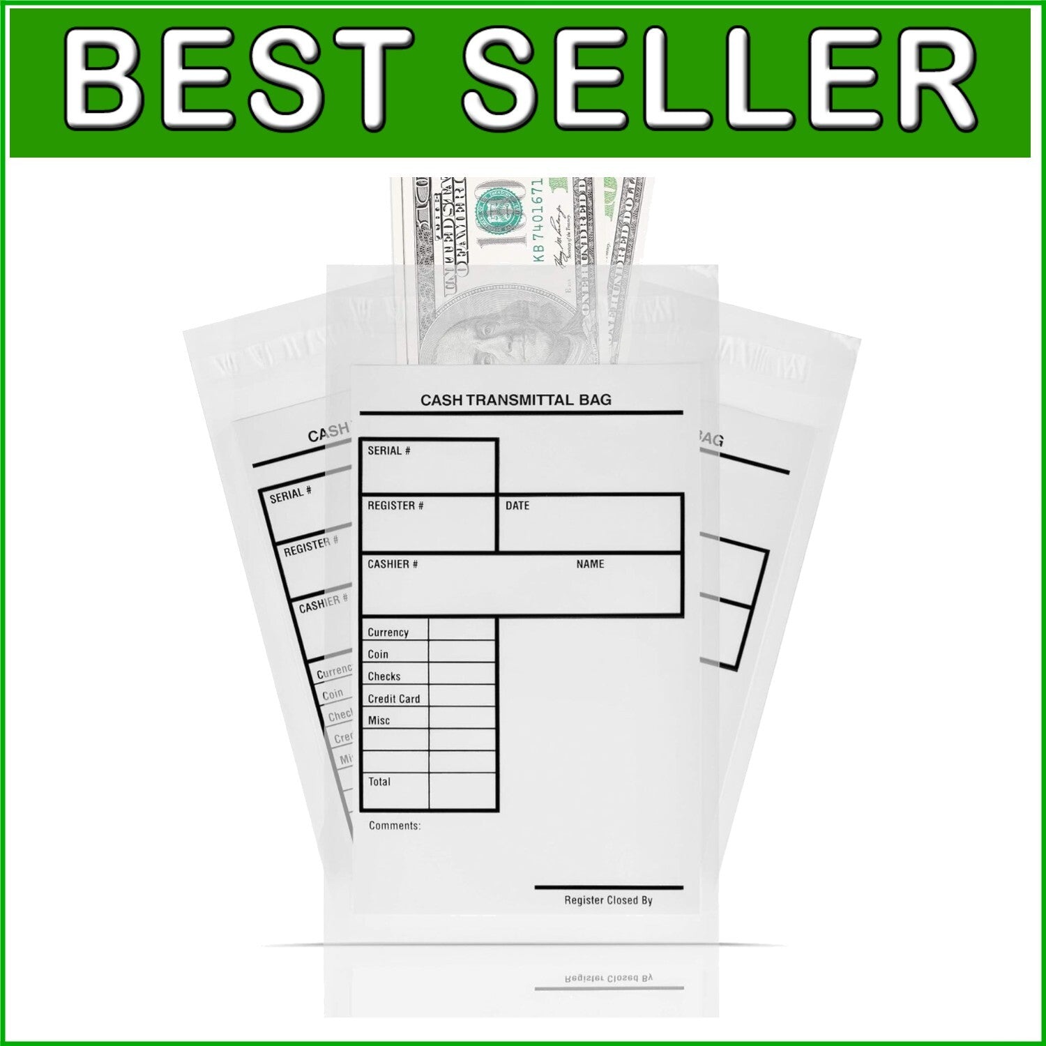 Secure Tamperproof Cash Bags - 6x9 Inch Self-Adhesive Envelopes, 500 Per Pack