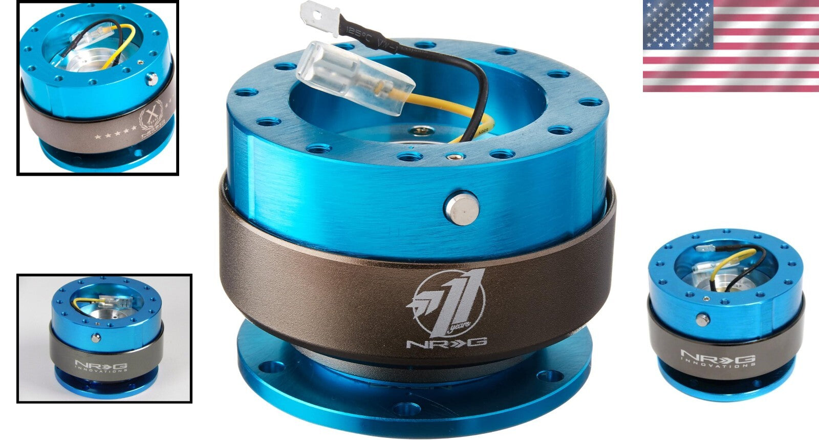 Universal Fit 6-Hole Steering Wheel Quick Release Adapter - Titanium Chrome Ring