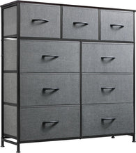 Load image into Gallery viewer, Tall Chest Organizer with 9 Spacious Drawers - Durable Fabric and Steel Frame