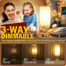 Load image into Gallery viewer, Modern Bedside Lamp Set with USB Ports - Touch Control &amp; Dimmable Features