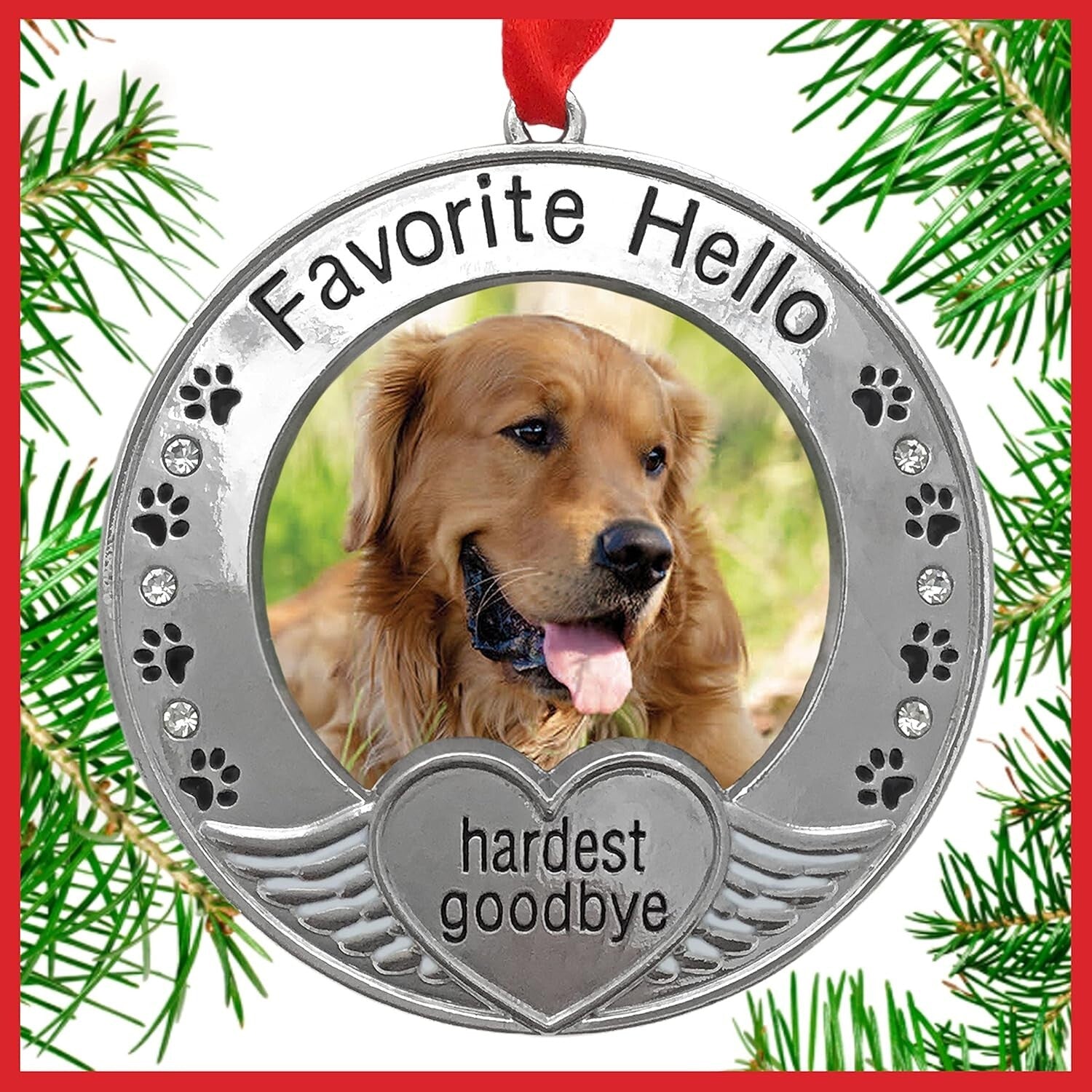 Heartfelt Pet Remembrance Ornaments with Photo Frame - Gift Bag Included
