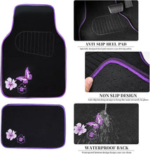 Load image into Gallery viewer, Elegant Purple Car Mats and Butterfly Steering Wheel Set - Easy Installation