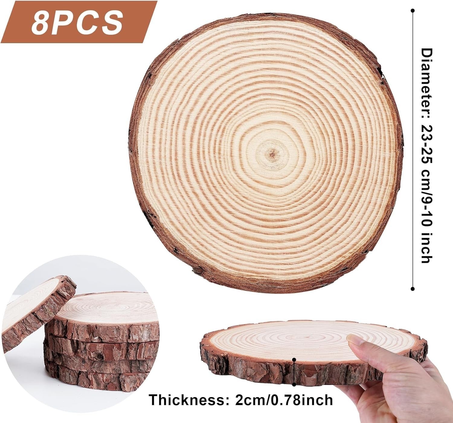 DIY Craft Wood Slices 9-10'' - Natural Pine Rounds for Home & Event Decor