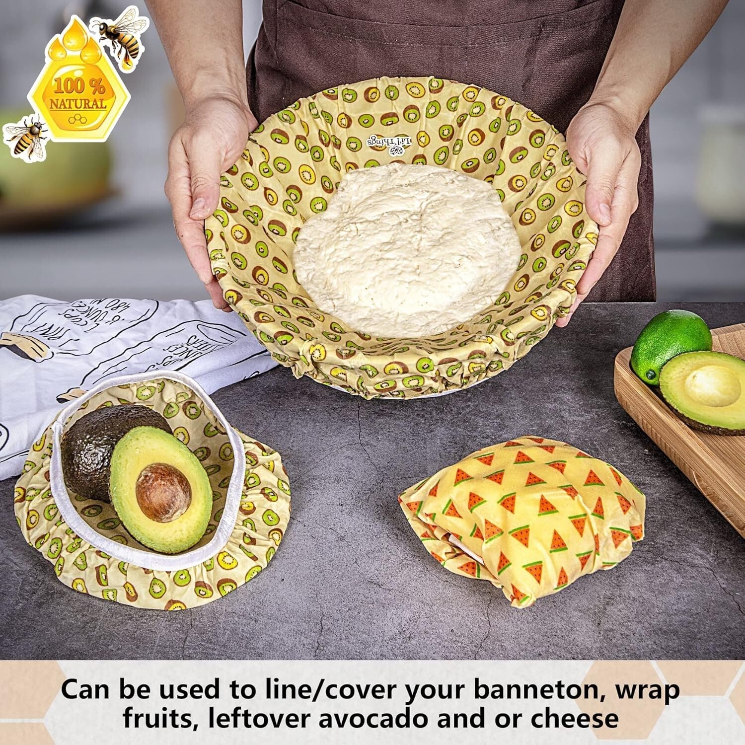 Fruity Theme Beeswax Food Covers - Elastic, Reusable, and Eco-Friendly Solution
