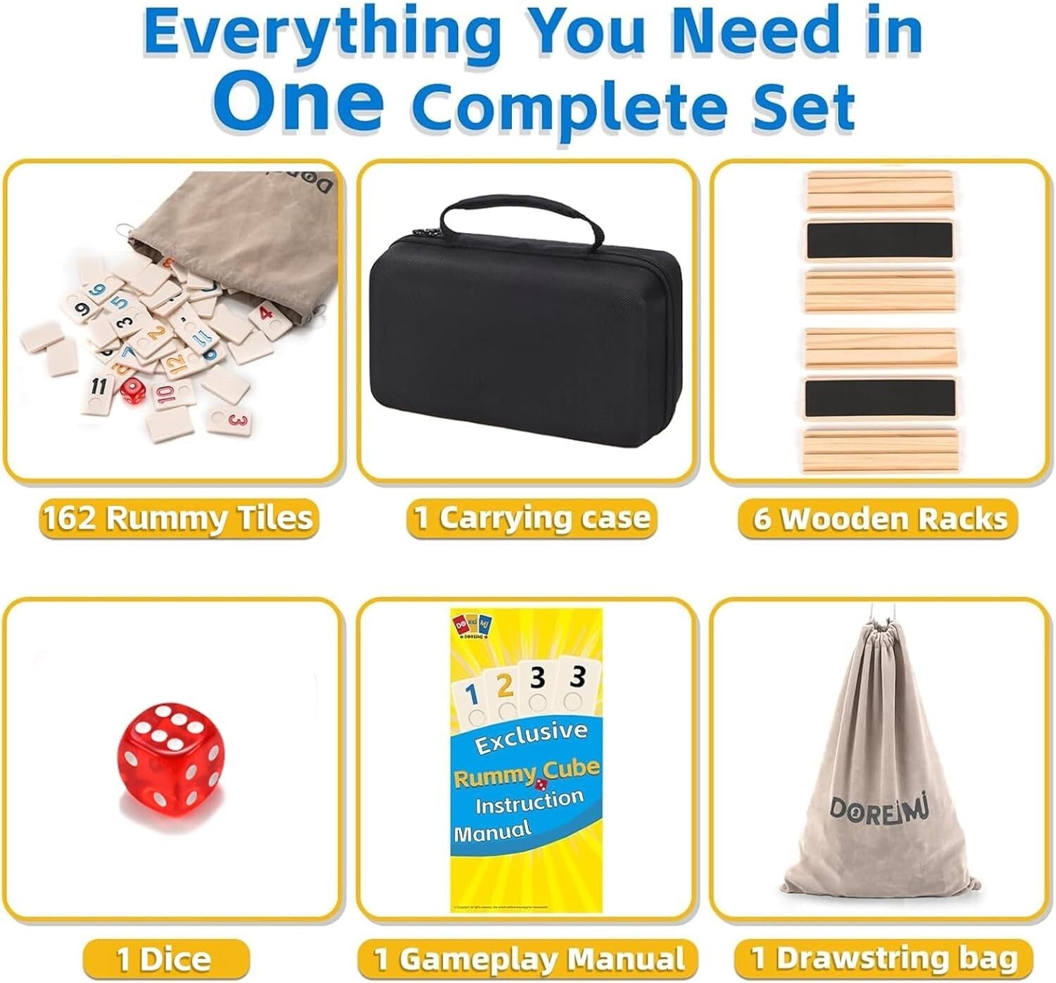 Cognitive Rummy Game Set Includes 162 Tiles, Racks & Storage Bag – Fun for All