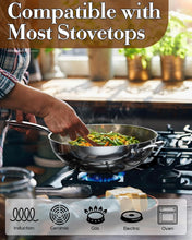 Load image into Gallery viewer, Heavy Duty 12-Inch Multi-Ply Clad Wok Pan with Glass Lid for Everyday Cooking
