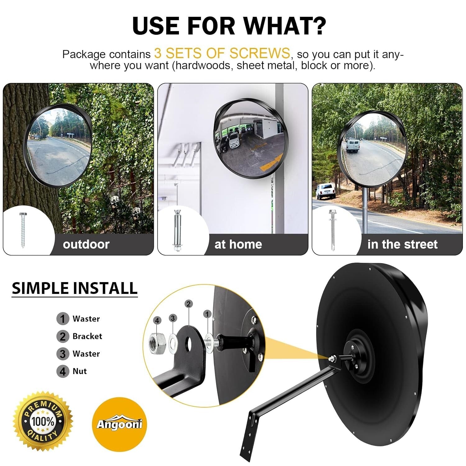 16-Inch Security Mirror: Parabolic Driveway Visibility with Easy Installation