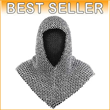 Load image into Gallery viewer, Durable 4-Pound Chainmail Coif Armor - Medieval Neck Protection in 18.75 Inches