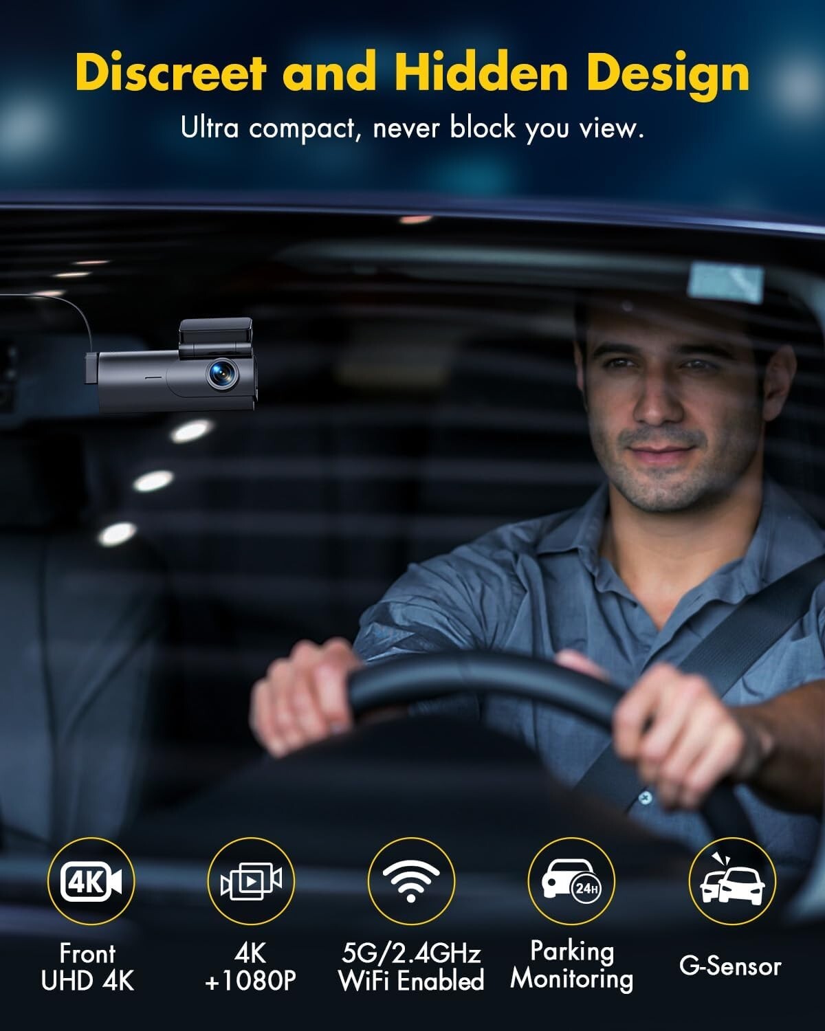 Real 4K and 1080P Dual Dash Camera with 24/7 Protection & Lifetime Support