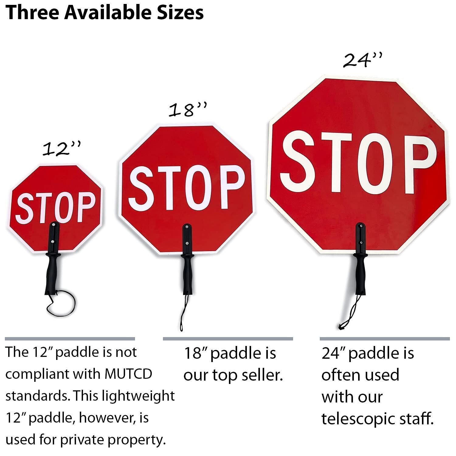 Reflective Handheld STOP Paddle Sign 18x18 for Traffic Control - Durable & Safe