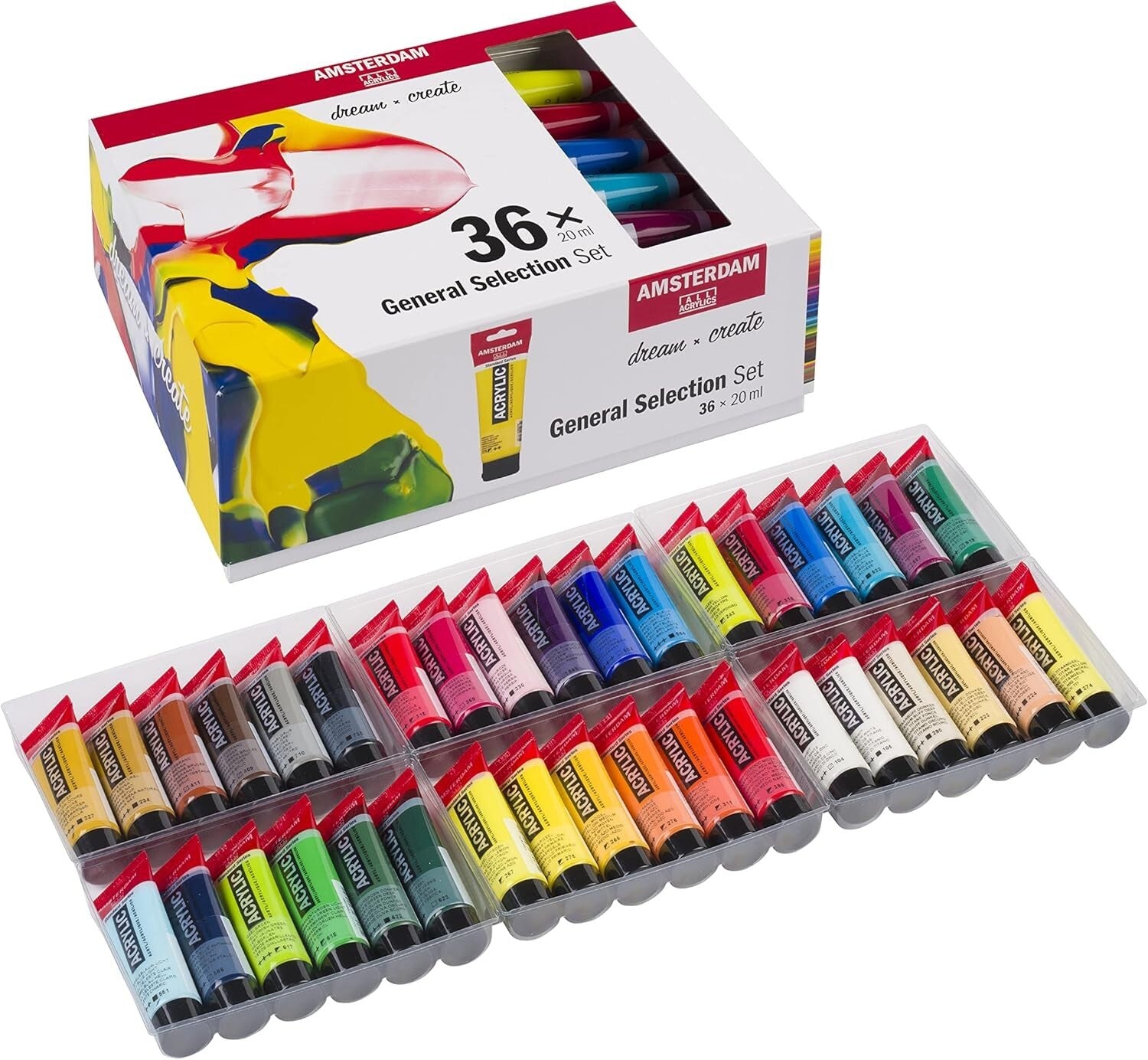 Amsterdam Standard Series Acrylic Paint Set – 36 x 20 ml Tubes in Satin Finish