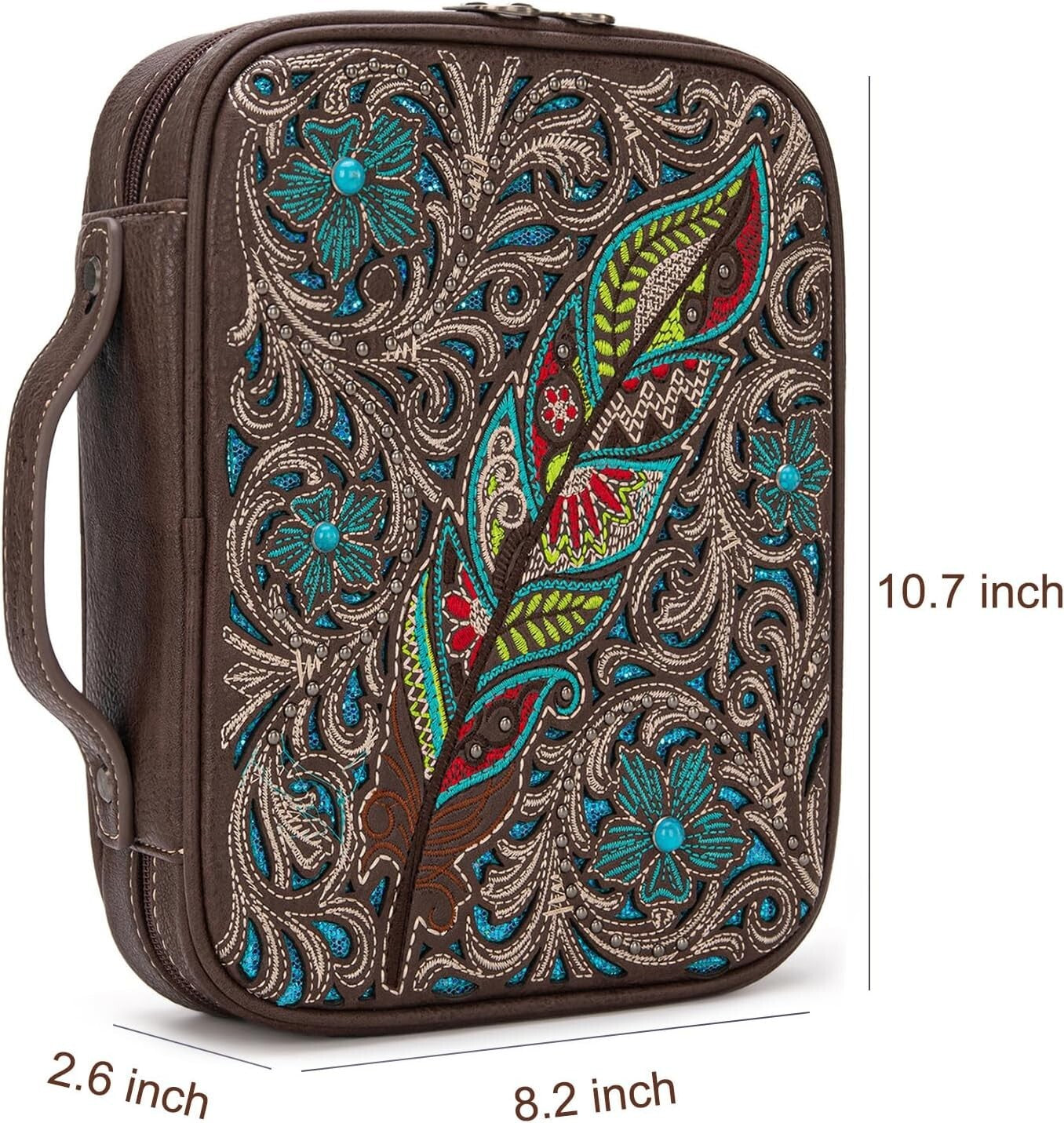 Stylish Floral Patterned Bible Cover - Protective Zipper Case in Vegan Leather