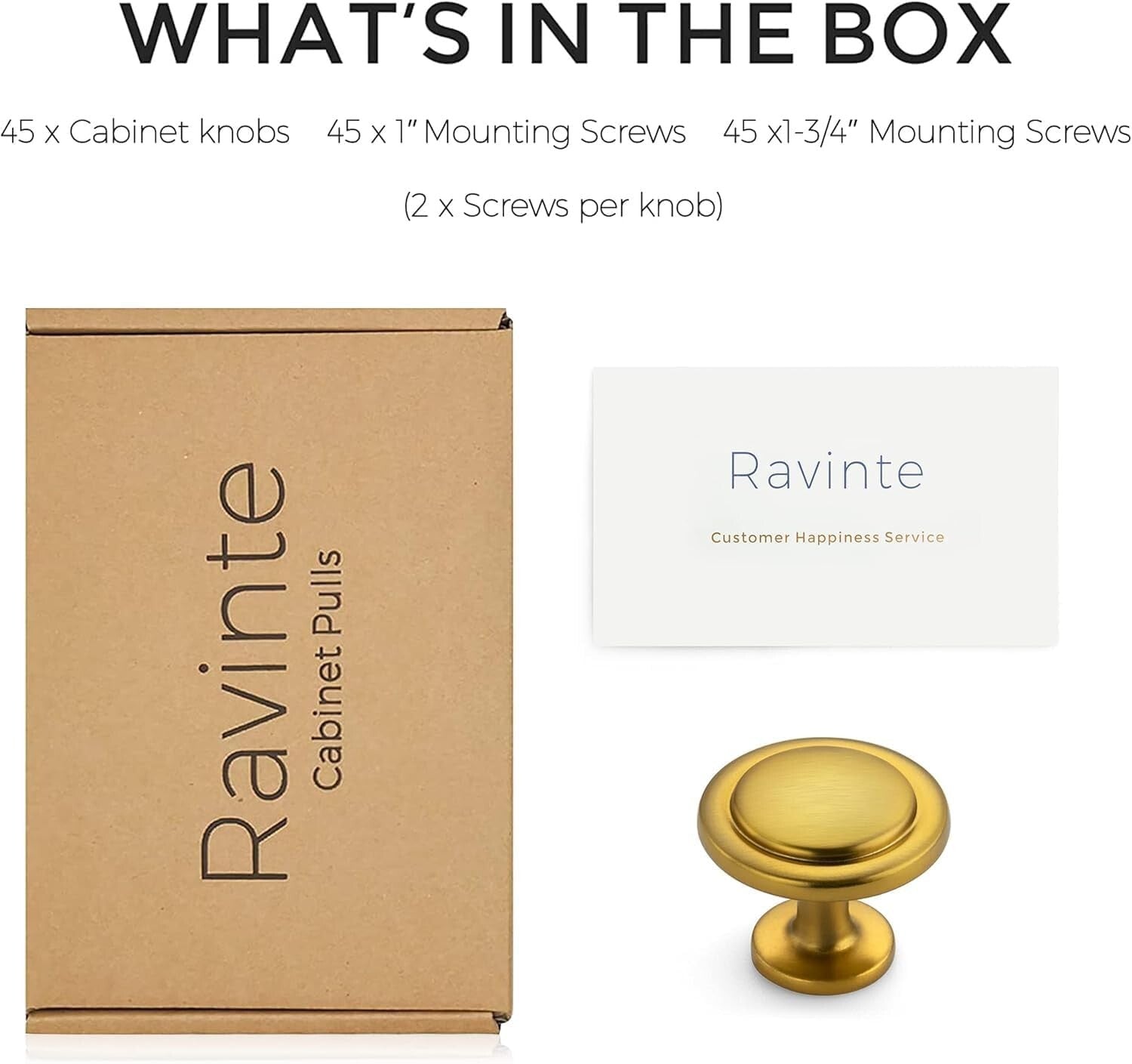 45-Pack Brushed Brass Cabinet Pulls - 1-1/4 Inch Round Kitchen Knobs