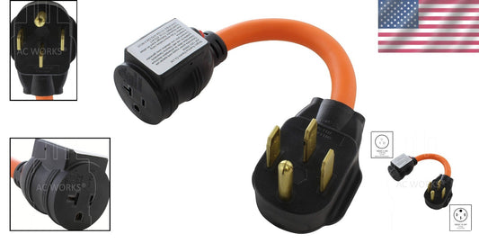 Efficient 4-Prong Male Plug to 20 Amp Household Female Connector with Breaker