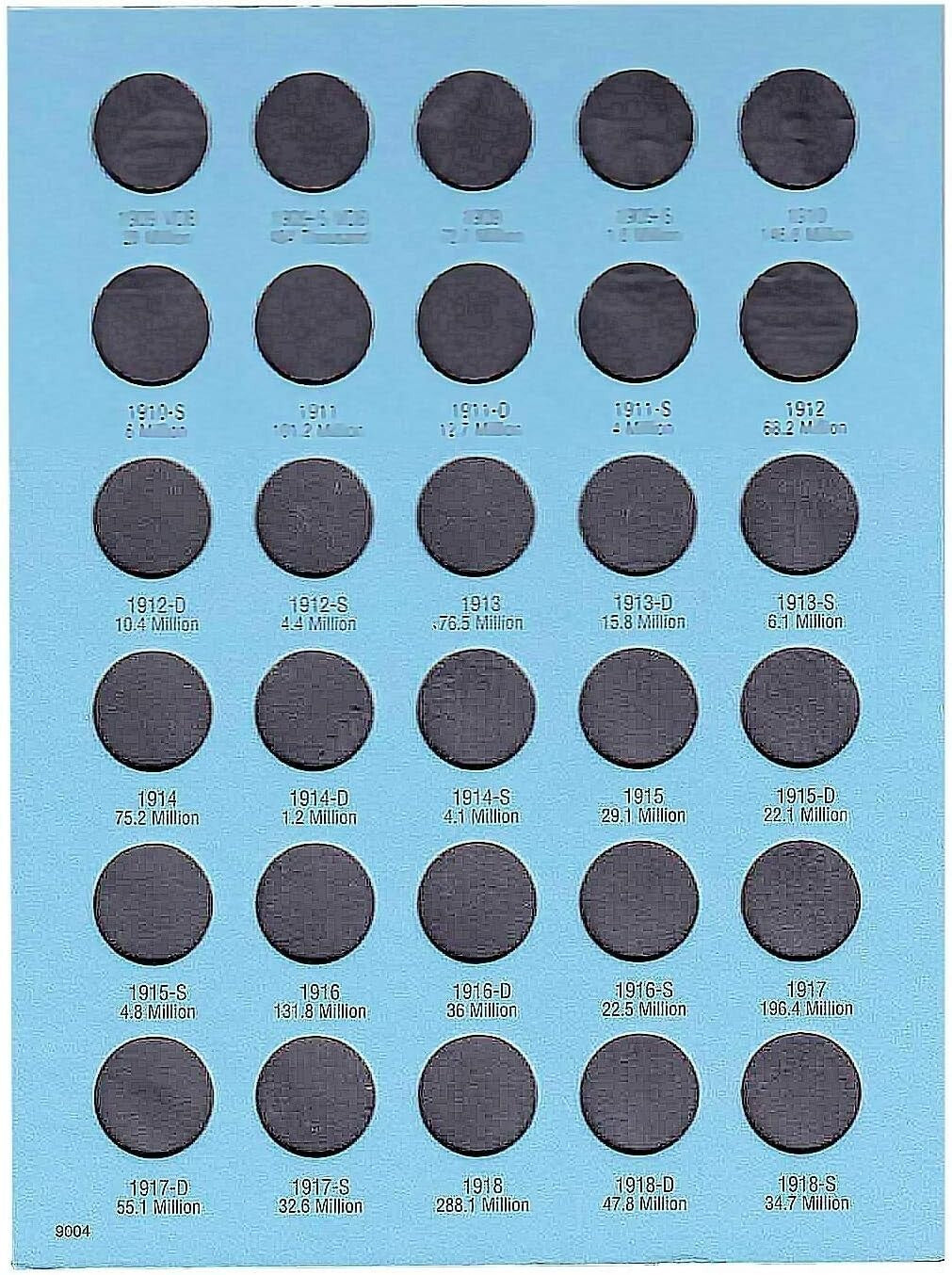 Four Volume Lincoln Cent Coin Folder Set in Federal Blue - Compact & Durable