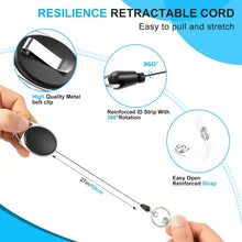 Load image into Gallery viewer, Retractable Badge Reel Set – 50 Durable Holders with Easy Clip &amp; Key Ring Access