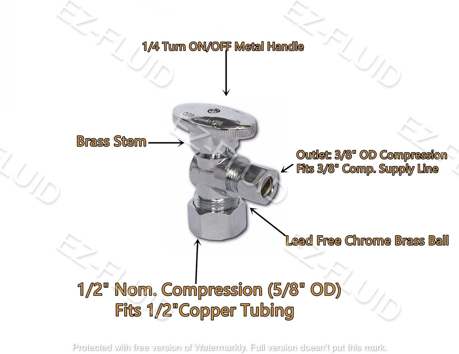 10 Heavy Duty Angle Stop Valves - Lead-Free Brass for Effective Water Control
