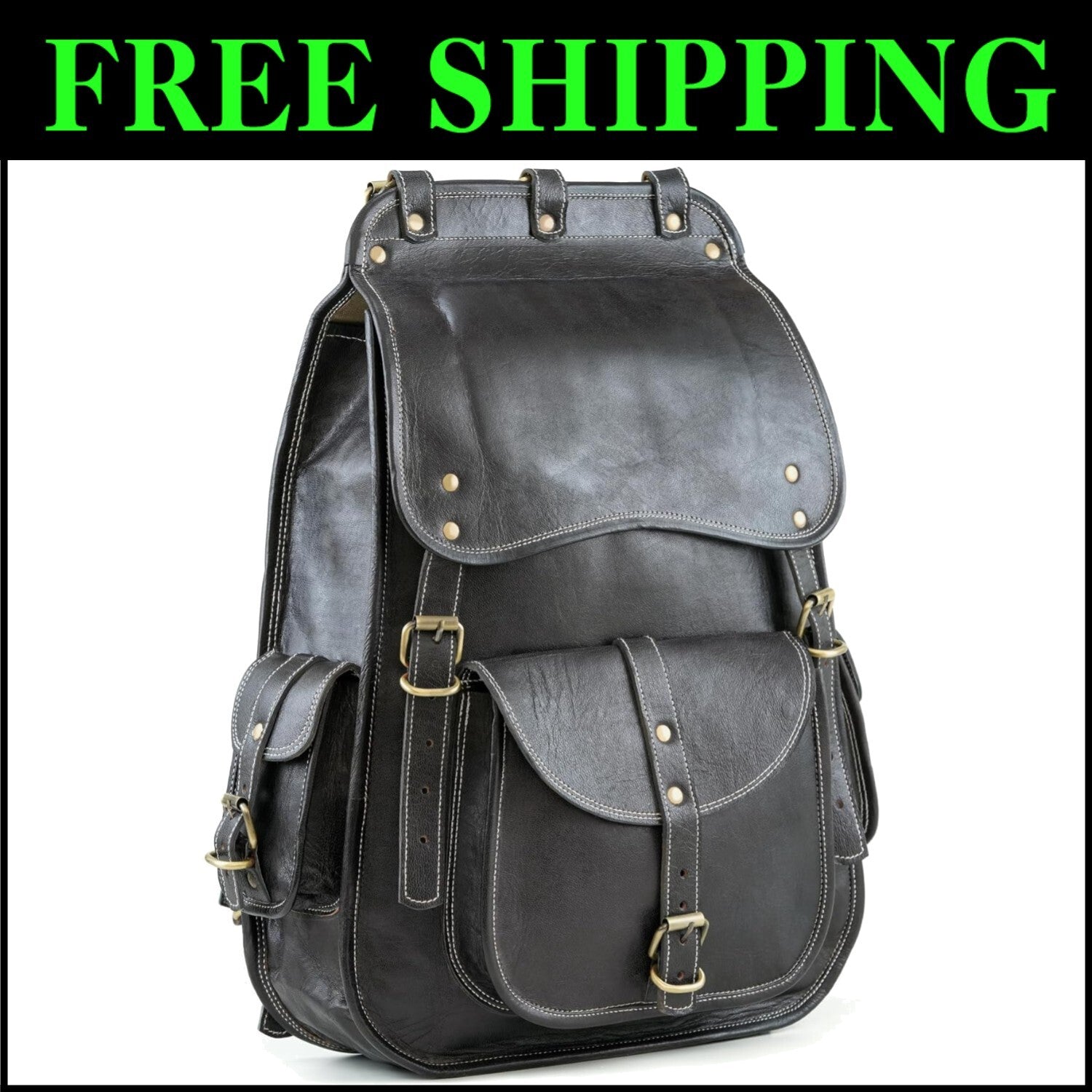 Elegant 21 Inch Casual Leather Backpack - Perfect for Work and Weekend Travel