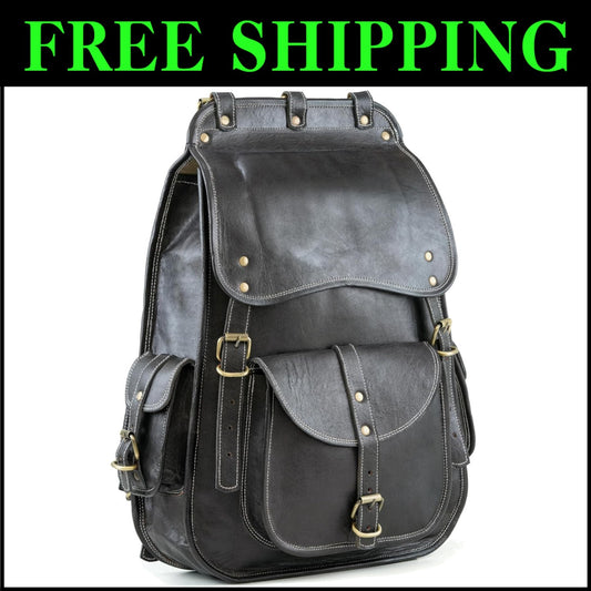 Elegant 21 Inch Casual Leather Backpack - Perfect for Work and Weekend Travel