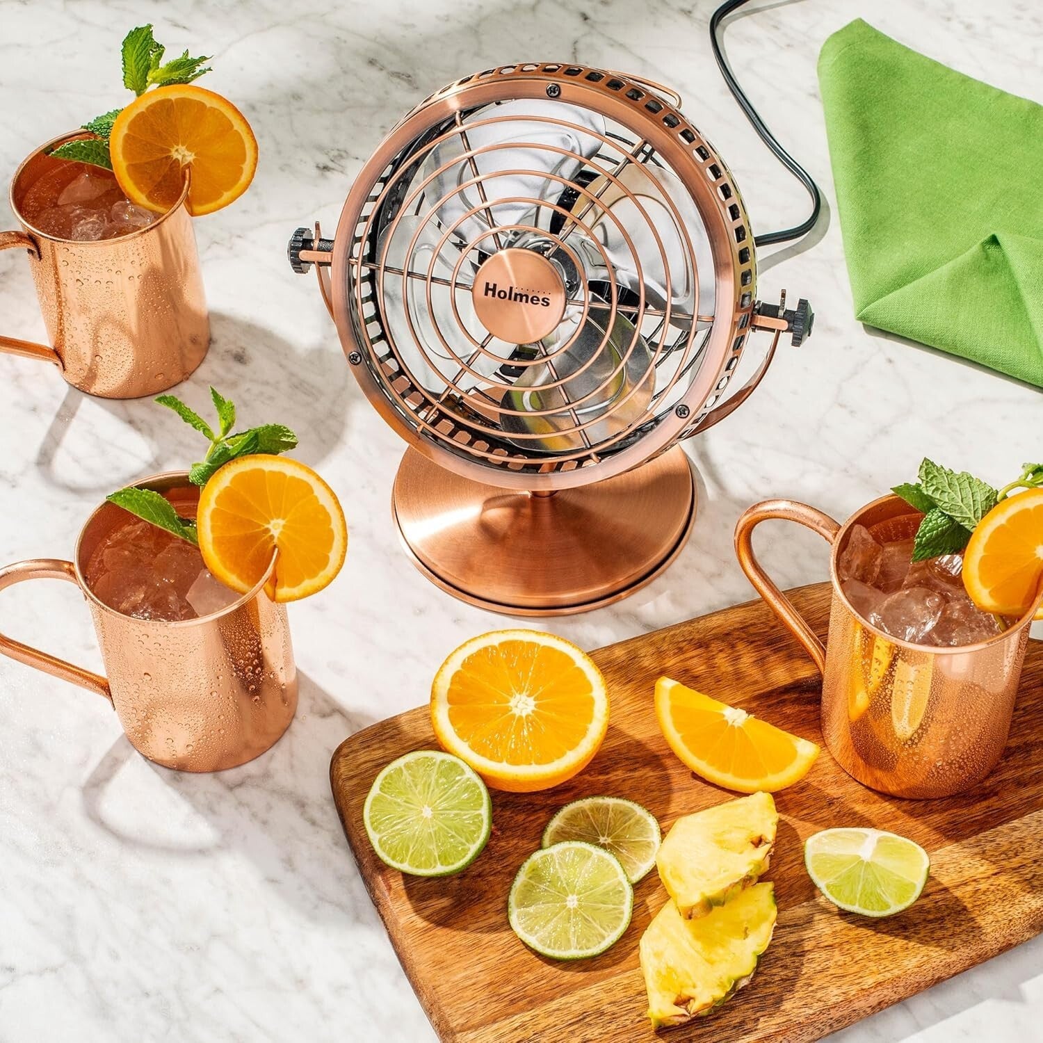 Elegant 6-Inch Desk Fan with Brushed Copper Finish - Home & Office Essential