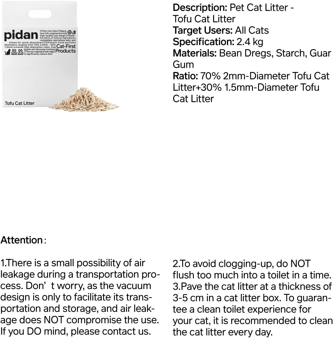 Eco-Friendly Tofu Cat Litter - Clumping, Fast Drying & Less Scattering 5.3lb x 4