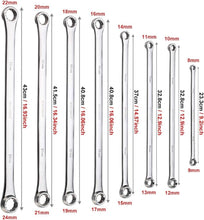 Load image into Gallery viewer, Heavy-Duty 8-Piece Double Box End Wrench Set - Polished Chrome Vanadium Finish