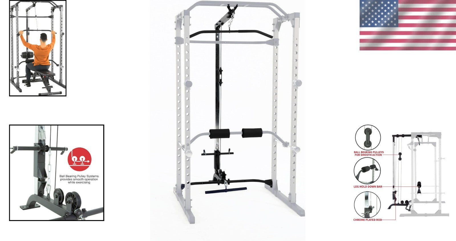 Multi-Function Power Cage with LAT Pulldown Attachment - 270 lbs Capacity