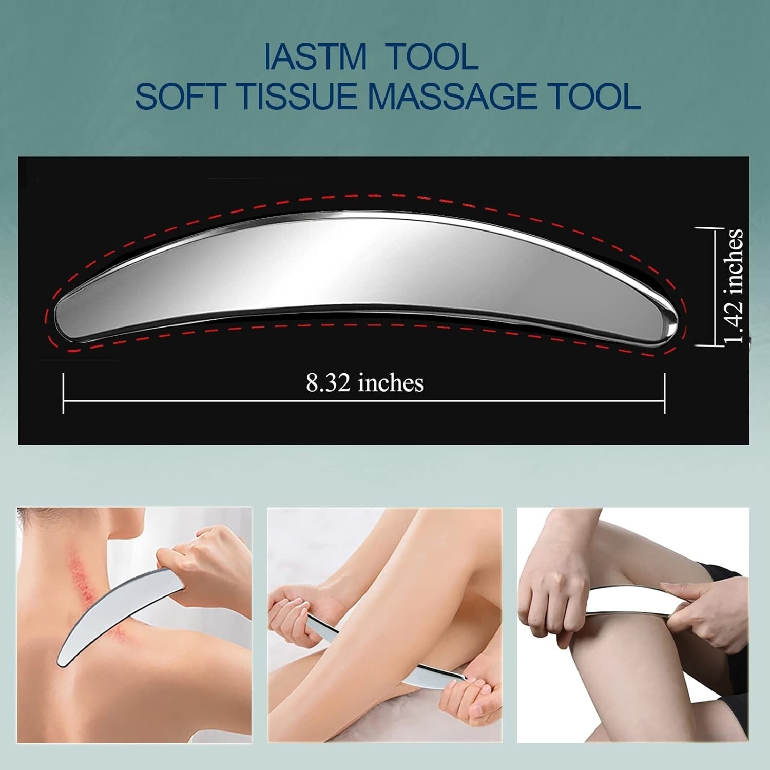 4 in 1 Stainless Steel Muscle Scraper Tool Kit for Pain Relief and Massage