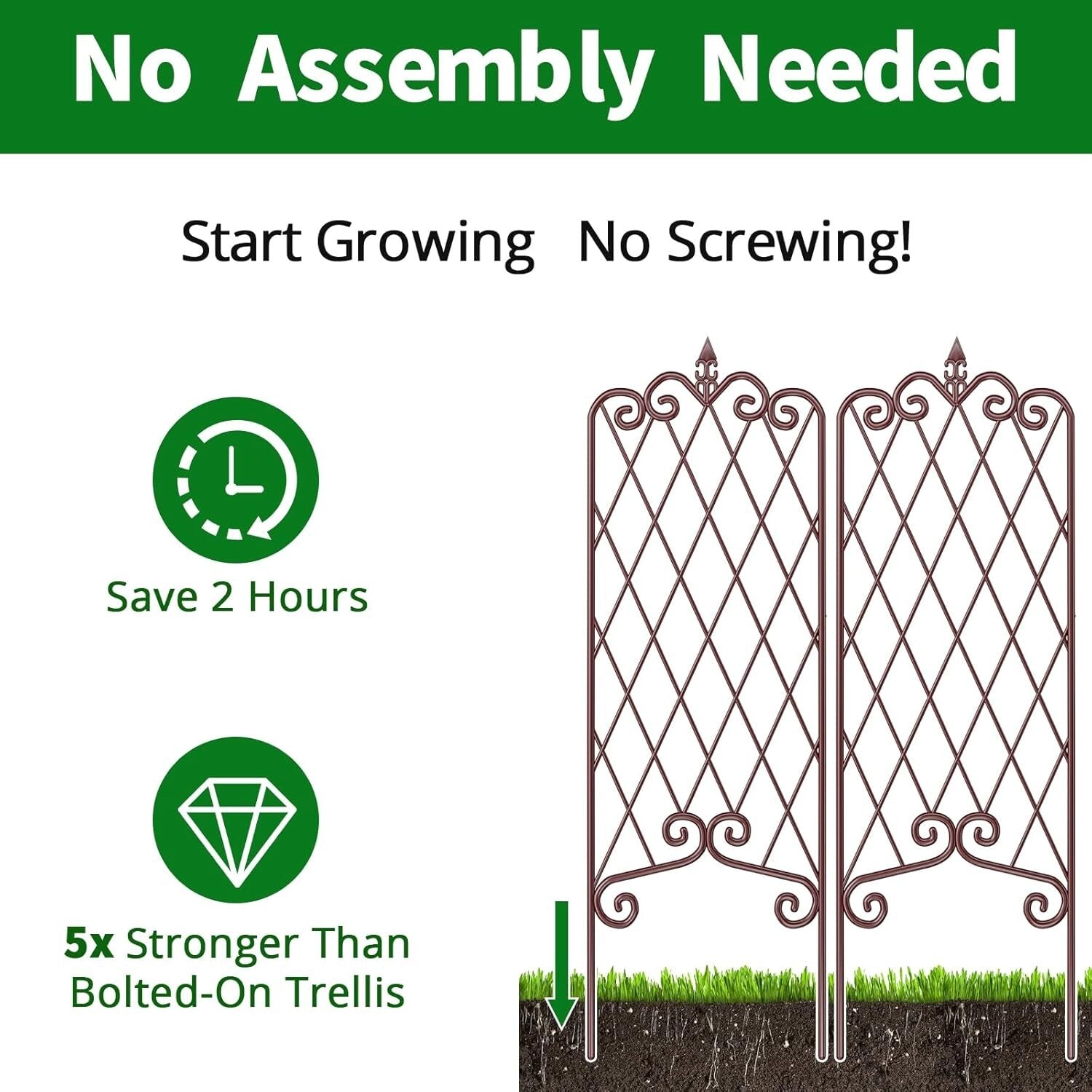 Durable 60” x 18” Metal Garden Trellis - Weather-Resistant Climbing Support