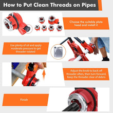 Load image into Gallery viewer, Lightweight Pipe Threader Kit with 6 Malleable Cast Iron Dies - 1/4" to 1-1/4"