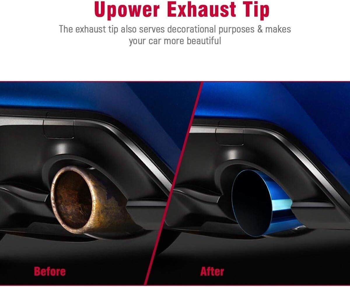 Pack of 2 Blue Burnt 304 Stainless Steel Exhaust Tips - 2.5" Inlet, 3.5" Outlet