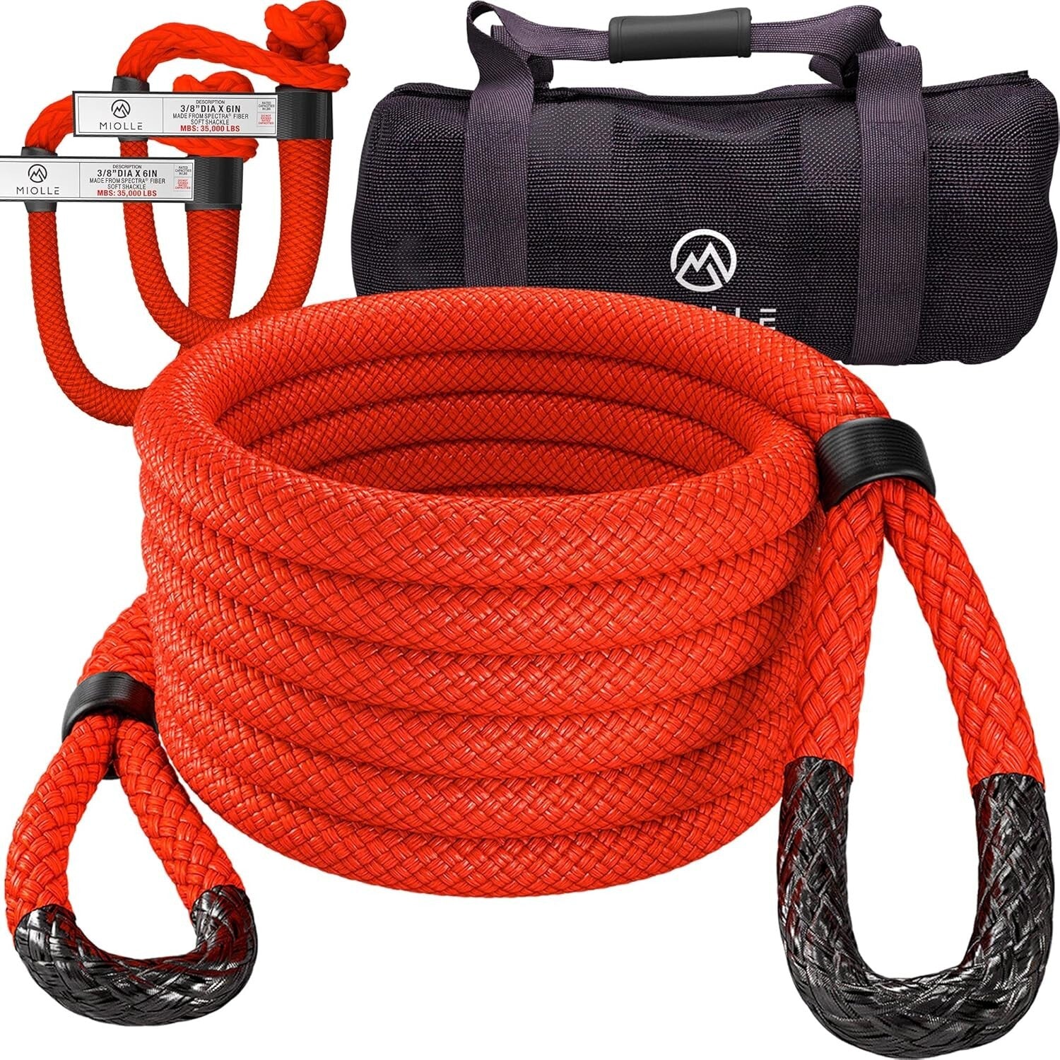 Firecracker Red Kinetic Recovery Rope 1" x 30' - Enhanced Strength & Durability