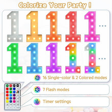 Load image into Gallery viewer, Interactive Colorful 16th Birthday Marquee Numbers - 4 Feet Large Display