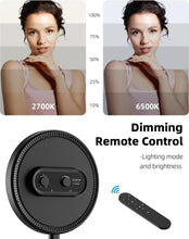 Load image into Gallery viewer, 6500K Ring Light with 72'' Tripod and Remote for Live Streaming &amp; Photography