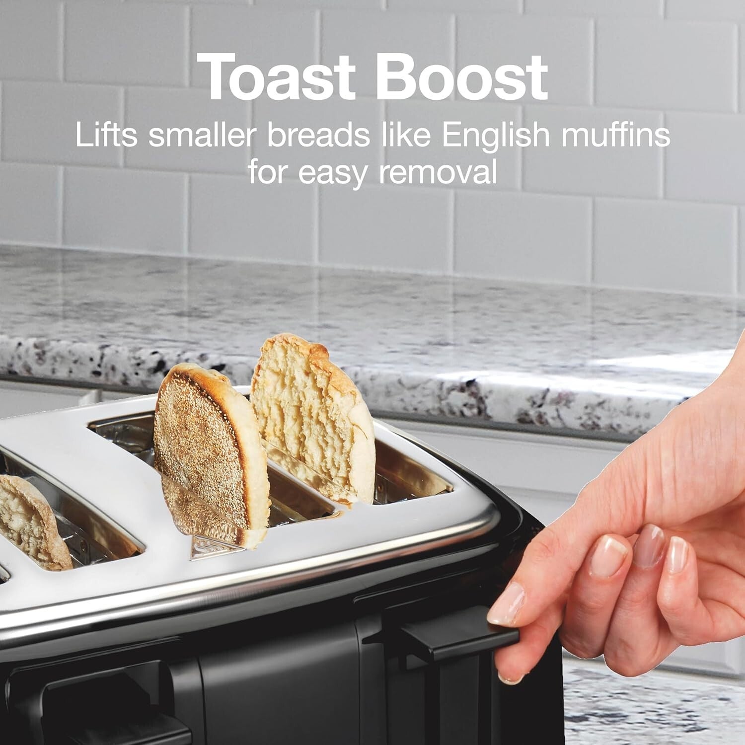 Reliable 4-Slice Toaster with Toast Boost & Auto Shut-off - Black Brushed Finish