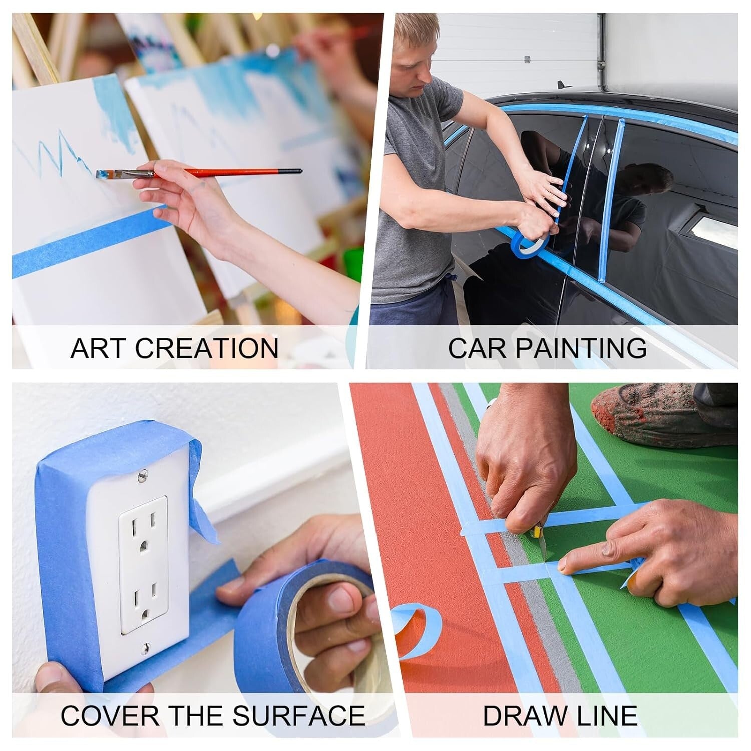 Bulk Blue Painters Tape - 1 Inch Wide, 55 Yards x 20 Rolls for Multiple Projects