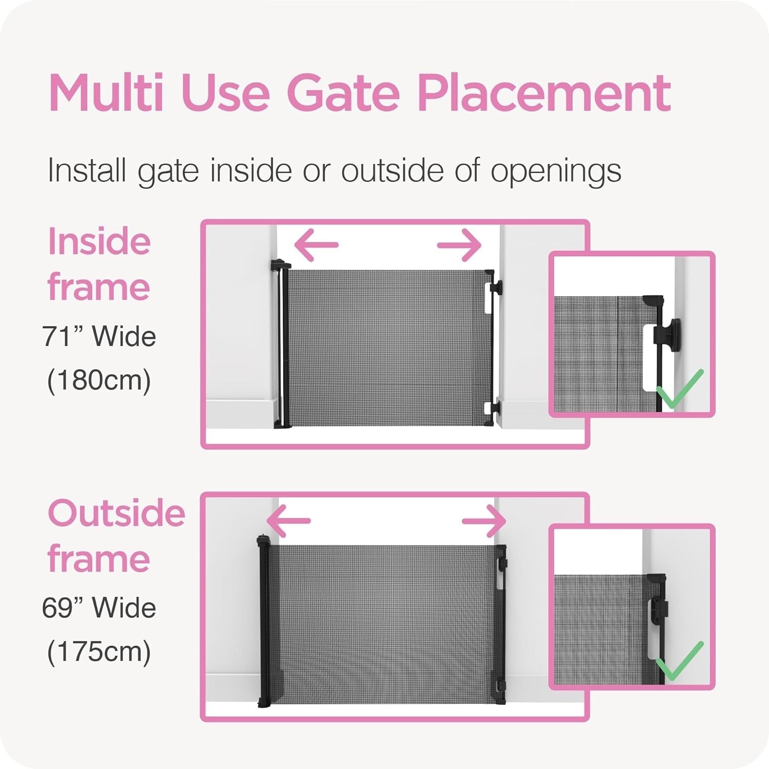 Durable 33" x 71" Retractable Baby Gate - Easy Install for Indoor & Outdoor