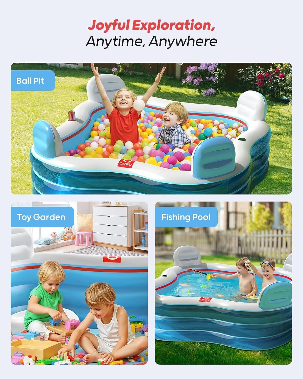 Fun Summer Inflatable Pool with Seats for Family - Easy Inflation & Storage