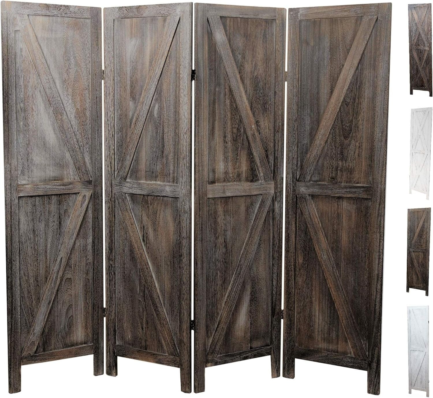 Rustic Barnwood Room Divider: Portable 4-Panel Folding Privacy Screen