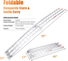 Load image into Gallery viewer, Folding 7.5FT Aluminum Motorcycle Ramp for Trucks, 750 lbs Capacity Safe Loading