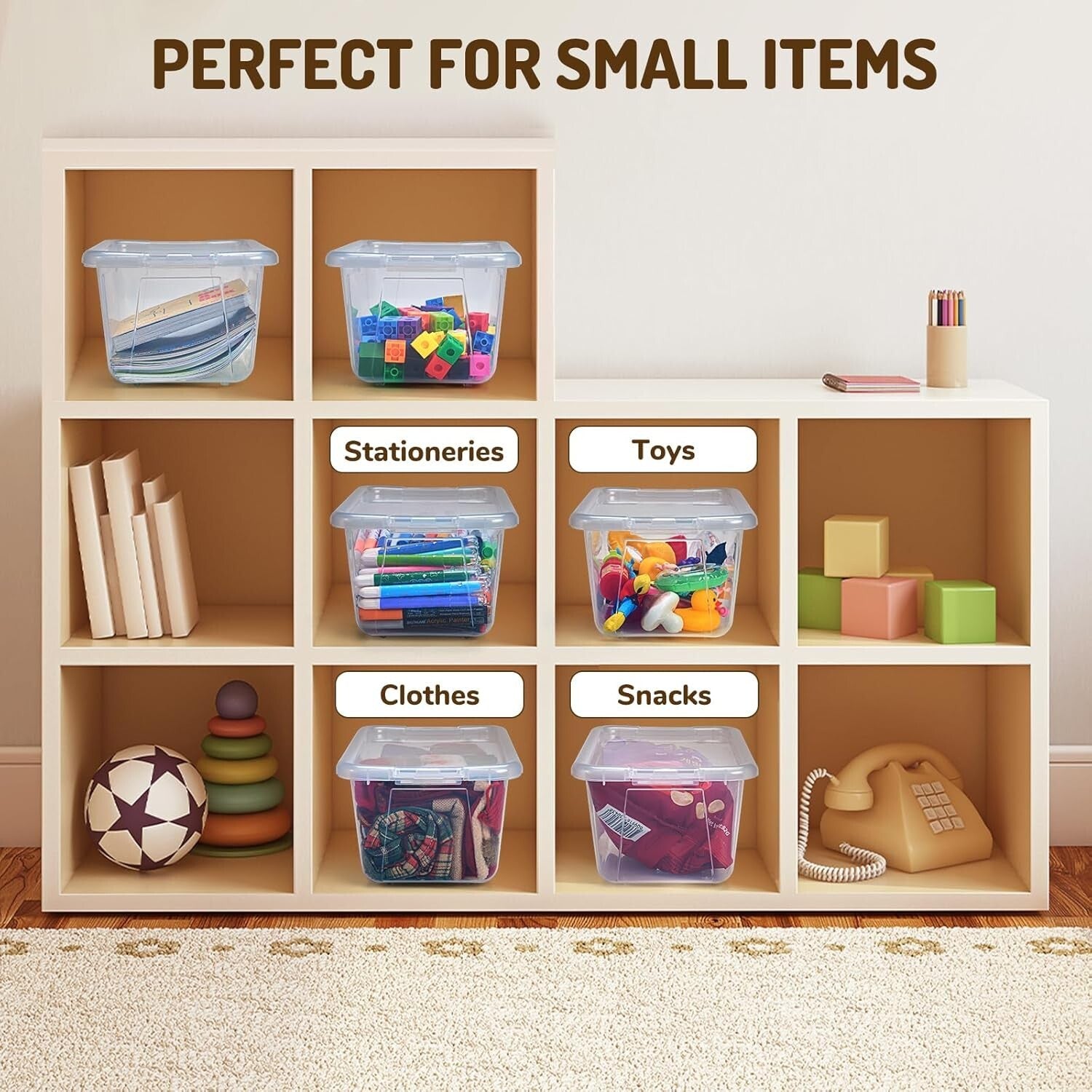 12 Pack Clear Plastic Storage Bins with Lockable Lids - Ideal for Classroom Toys