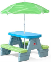 Load image into Gallery viewer, Durable Toddler Picnic Table with Sun-Blocking Umbrella - Spacious &amp; Easy Clean