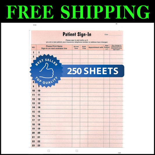 Removable Patient Label Forms - 250 Salmon Sheets, 8-1/2" x 11" for Easy Sign-In