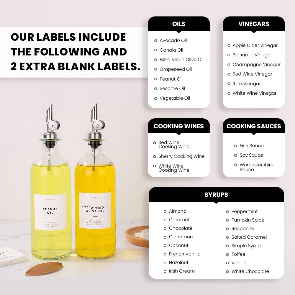 Elegant 500ml Glass Oil Dispenser Set with Leak-proof Weighted Pourers