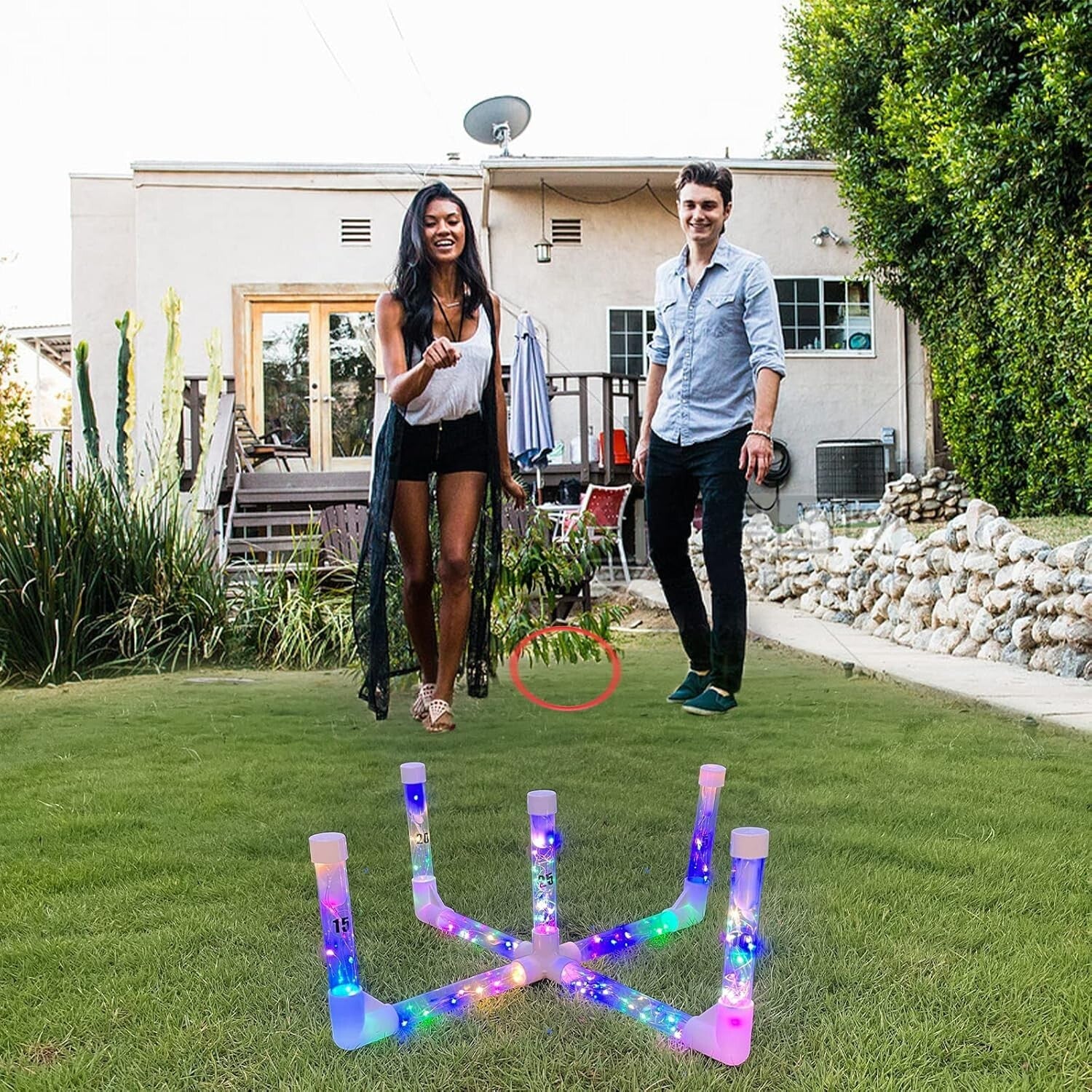 Family-Friendly LED Ring Toss Game - Easy Setup with 10 Piece Set for Play