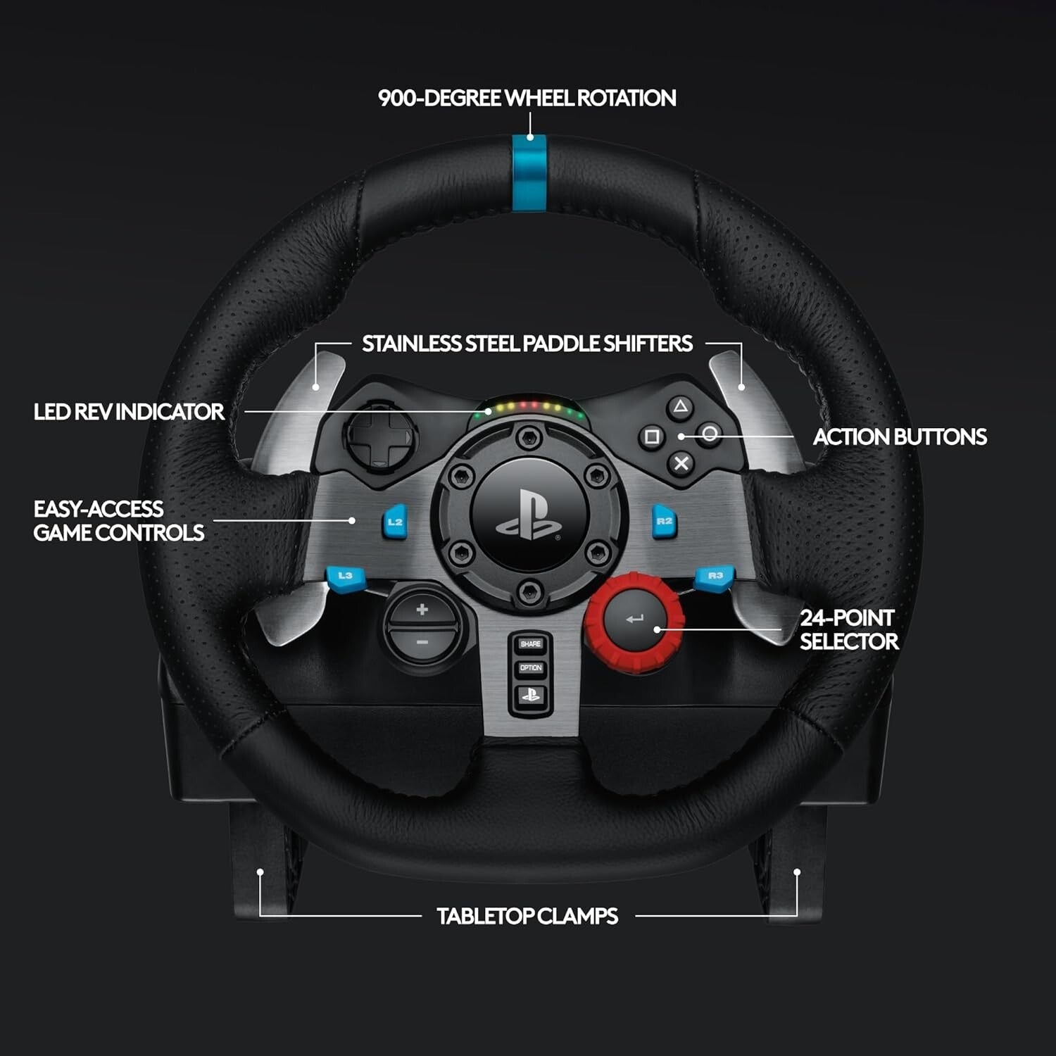 G29 Racing Wheel with Adjustable Pedals - Premium Simulation for PS5, PS4, PC